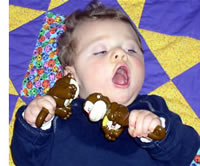 Nathan with his monkey maracas, circa Feb 2007